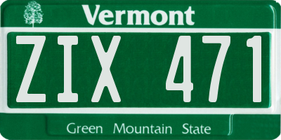 VT license plate ZIX471