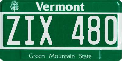 VT license plate ZIX480