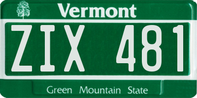 VT license plate ZIX481