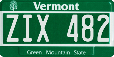 VT license plate ZIX482
