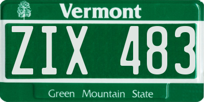 VT license plate ZIX483