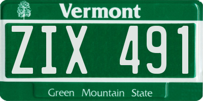 VT license plate ZIX491