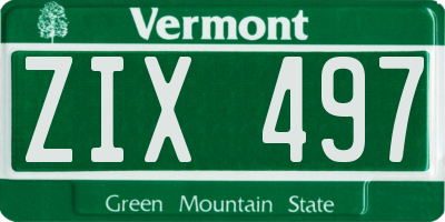 VT license plate ZIX497