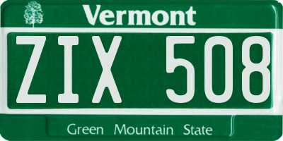 VT license plate ZIX508