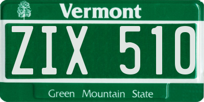 VT license plate ZIX510