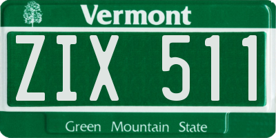 VT license plate ZIX511