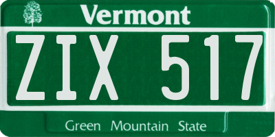 VT license plate ZIX517