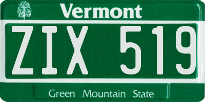 VT license plate ZIX519