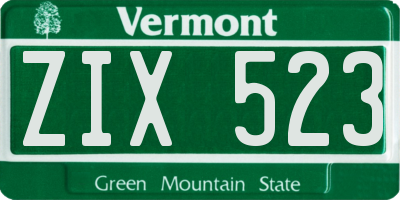 VT license plate ZIX523