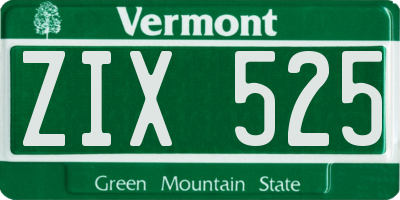 VT license plate ZIX525