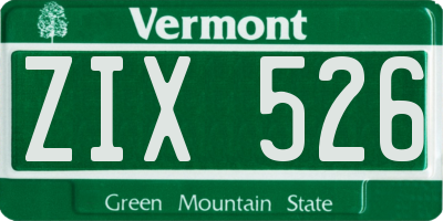 VT license plate ZIX526