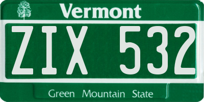 VT license plate ZIX532