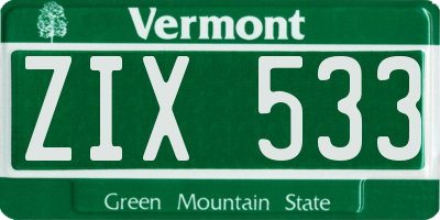 VT license plate ZIX533