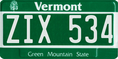 VT license plate ZIX534
