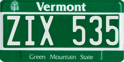 VT license plate ZIX535