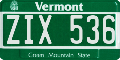 VT license plate ZIX536
