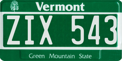 VT license plate ZIX543