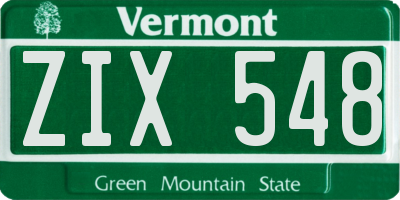 VT license plate ZIX548