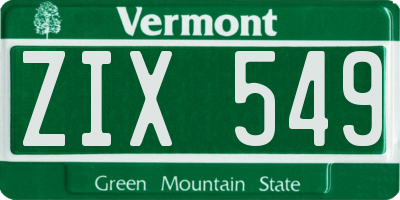 VT license plate ZIX549