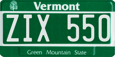 VT license plate ZIX550