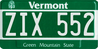 VT license plate ZIX552