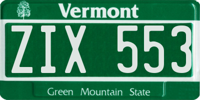 VT license plate ZIX553