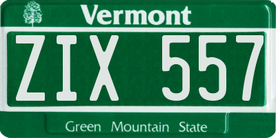 VT license plate ZIX557
