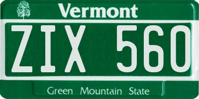 VT license plate ZIX560