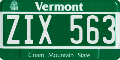 VT license plate ZIX563