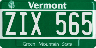 VT license plate ZIX565