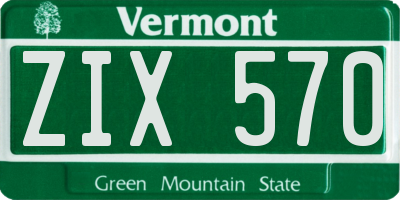 VT license plate ZIX570