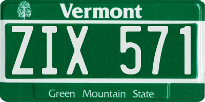 VT license plate ZIX571