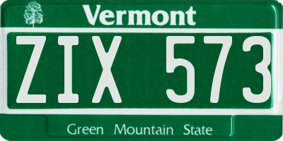VT license plate ZIX573