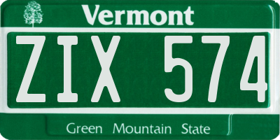 VT license plate ZIX574