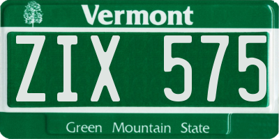 VT license plate ZIX575
