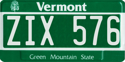 VT license plate ZIX576
