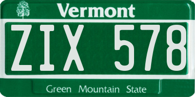 VT license plate ZIX578