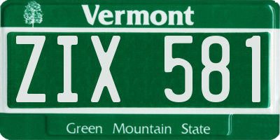 VT license plate ZIX581