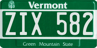 VT license plate ZIX582
