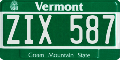 VT license plate ZIX587