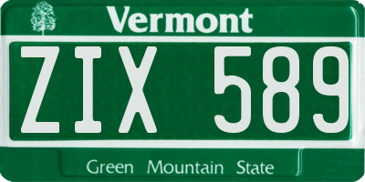 VT license plate ZIX589