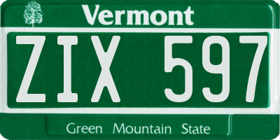 VT license plate ZIX597