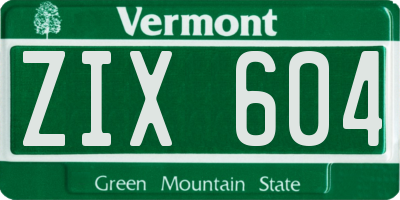 VT license plate ZIX604