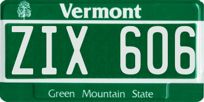 VT license plate ZIX606