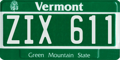 VT license plate ZIX611