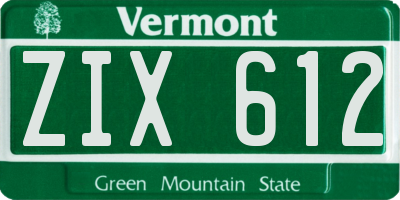 VT license plate ZIX612