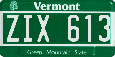 VT license plate ZIX613