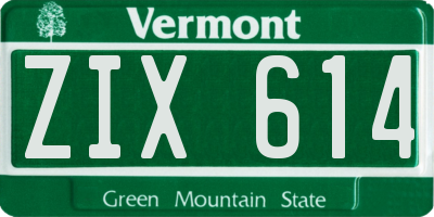 VT license plate ZIX614