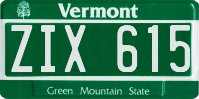 VT license plate ZIX615