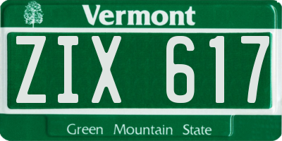 VT license plate ZIX617